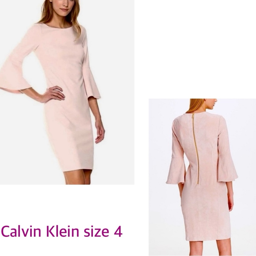 Calvin Klein Pale Pink Bell-Sleeve Sheath Dress